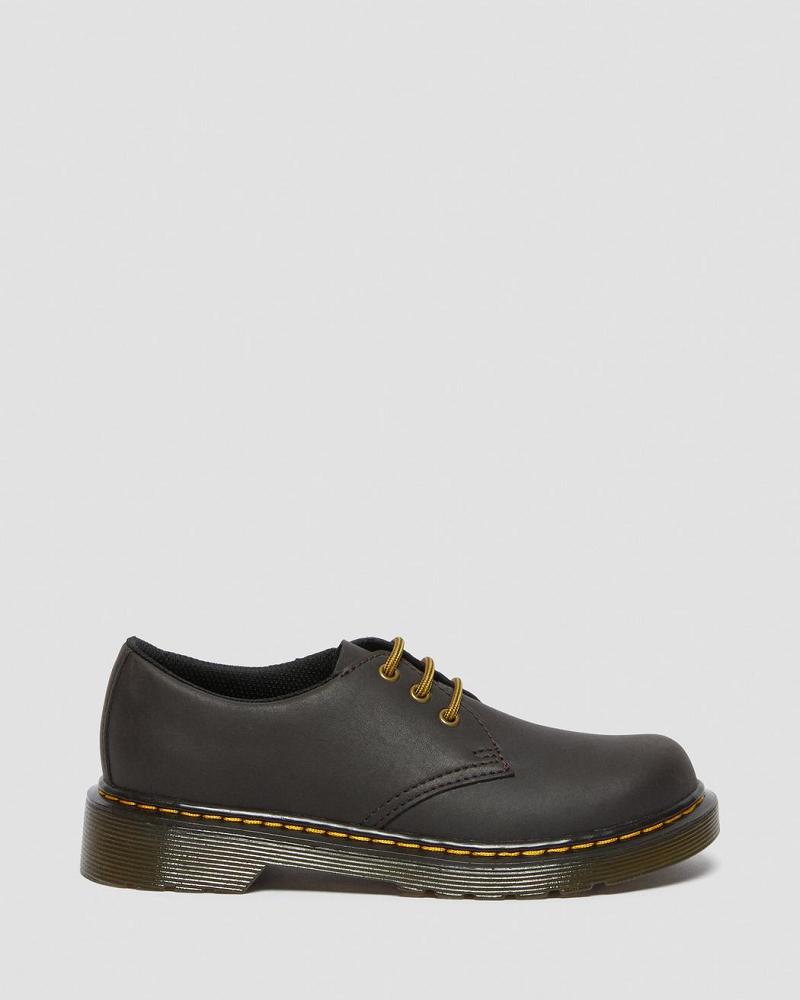 Dr Martens Junior 1461 Wildhorse Lær Sko Barn Mørke Brune | Norge 100JPQ